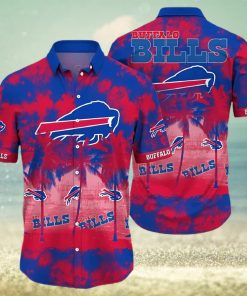 Buffalo Bills Hawaiian Shirt, Red Coconut Trees, Button Down Hawaiian Shirt