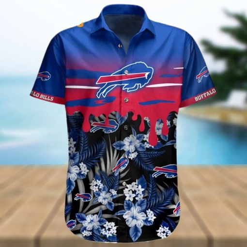 Buffalo Bills Hawaiian Shirt, Tropical Flowers, Button Down Hawaiian Shirt