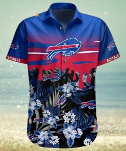 Buffalo Bills Hawaiian Shirt, Tropical Flowers, Button Down Hawaiian Shirt