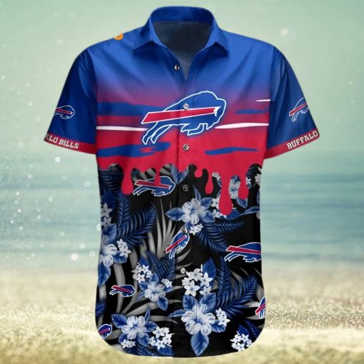 Buffalo Bills Hawaiian Shirt, Tropical Flowers, Button Down Hawaiian Shirt