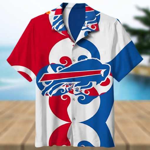 Buffalo Bills Hawaiian Shirt, Waves Of Japanese, Button Down Hawaiian Shirt