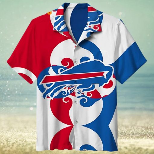 Buffalo Bills Hawaiian Shirt, Waves Of Japanese, Button Down Hawaiian Shirt