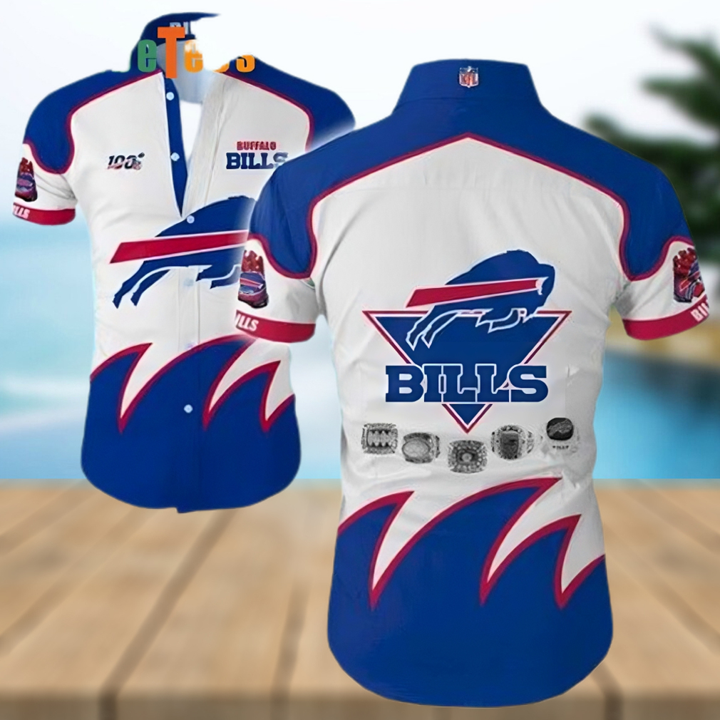 Buffalo Bills Hawaiian Shirt, White Blue Bills Logo, Unique Hawaiian Shirt