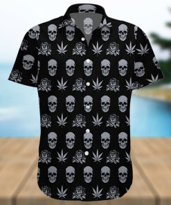 Buy Hawaiian Aloha Shirts Black Weed Rose And Skull