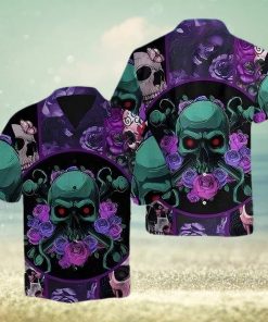 Buy Hawaiian Shirts Skull Purple Rose