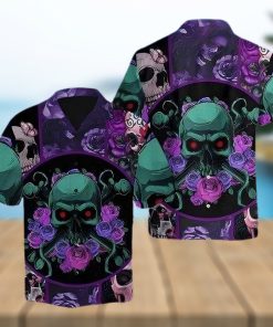 Buy Hawaiian Shirts Skull Purple Rose