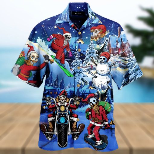 Buy Merry Chrismas With Skull Unisex Hawaiian Shirt