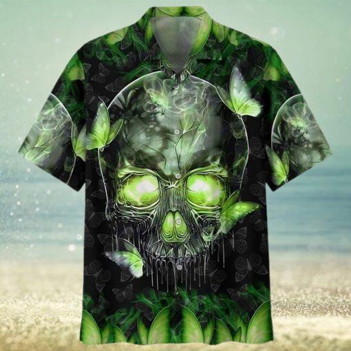 Buy Skull Magic Butterfly Green Hawaiian Shirt Aloha Beach