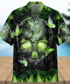 Buy Skull Magic Butterfly Green Hawaiian Shirt Aloha Beach