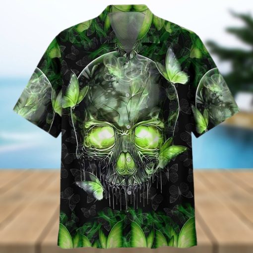 Buy Skull Magic Butterfly Green Hawaiian Shirt Aloha Beach