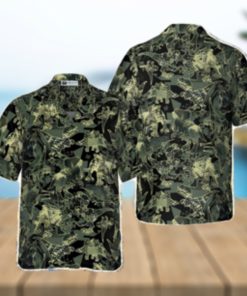 Camo Dinosaur Pattern Tropical Hawaiian Shirt