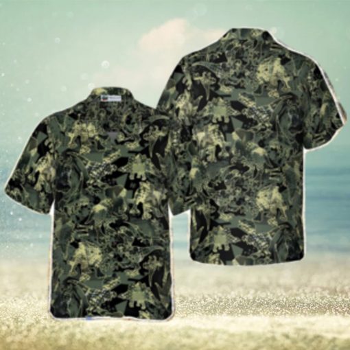 Camo Dinosaur Pattern Tropical Hawaiian Shirt