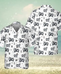 Cartoon Cow Hawaiian Shirt, Funny Cow Print Button Up Shirt For Men & Women