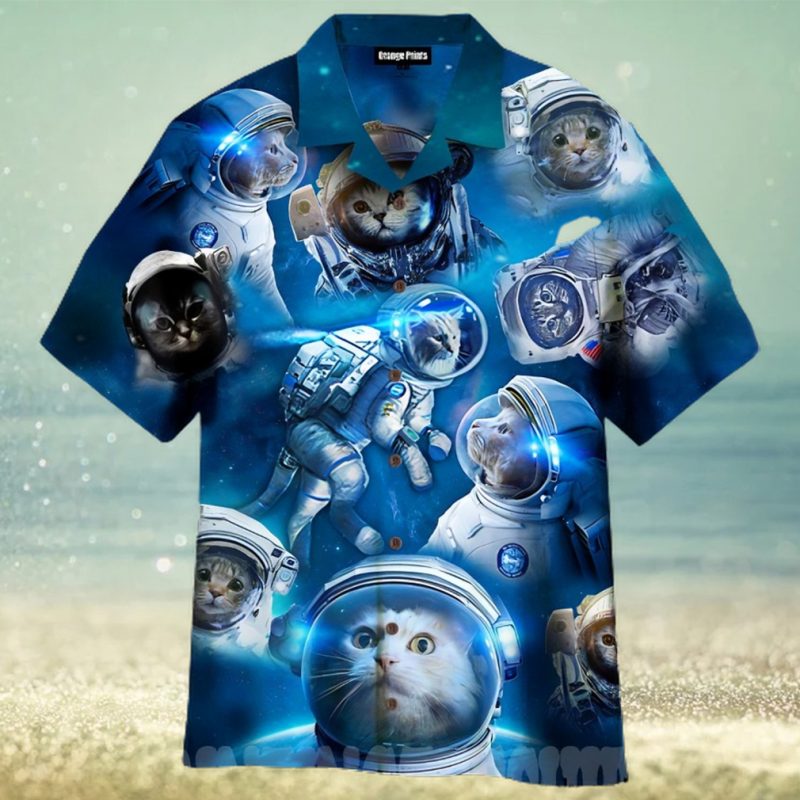 Cat Astronaut Full Printed Hawaiian Shirt