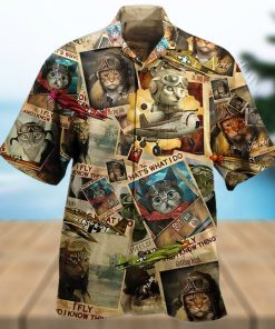 Cat Pilot Vintage Image Hawaiian Shirt