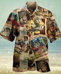 Cat Pilot Vintage Image Hawaiian Shirt