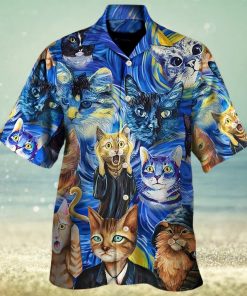 Cat Van Gogh Art Painting Style Hawaiian Shirt