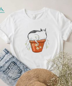 Cat sit on flowers stay chill art shirt