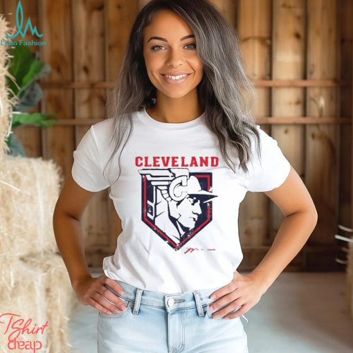 Cleveland baseball statue logo t shirt