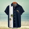 Beach Flamingo Print Men’s Hawaiian Short Sleeve Shirt