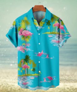 Coconut Flamingo Pattern Men's Hawaiian Short Sleeve Shirt