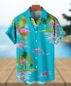 Coconut Flamingo Pattern Men's Hawaiian Short Sleeve Shirt