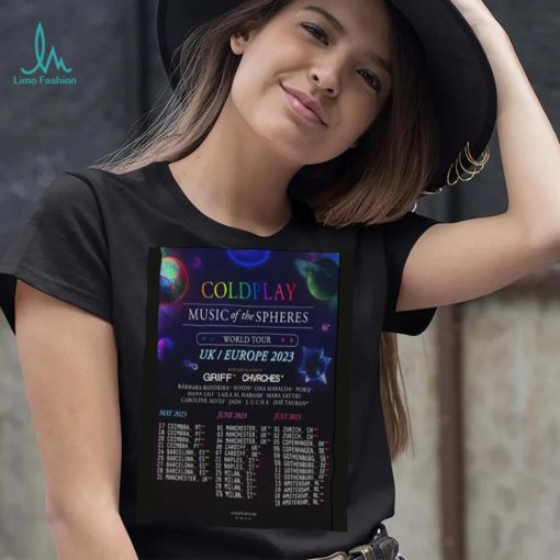 Cold Play World Tour UK Europe 2023 Poster shirt