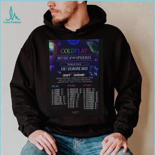 Cold Play World Tour UK Europe 2023 Poster shirt