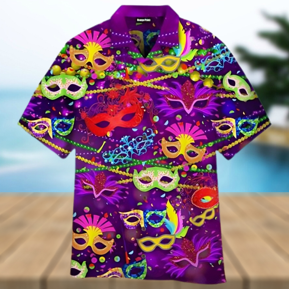 Mardi Gras Girl Short Sleeve Hawaiian Shirt For Men And Women