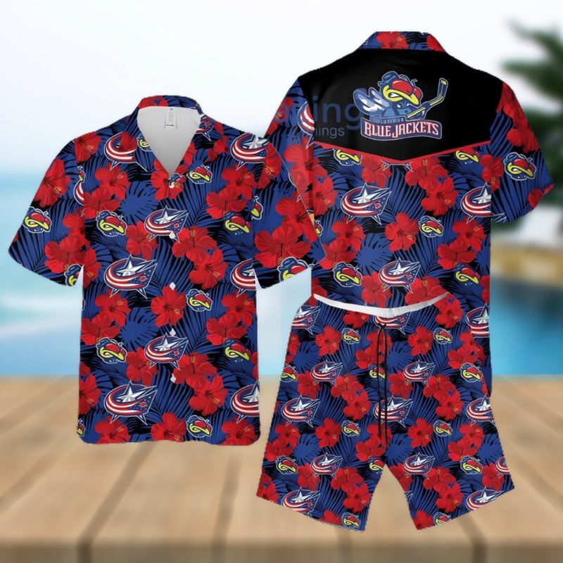 Columbus Blue Jackets Hibiscus Summer Set Hawaiian Shirts