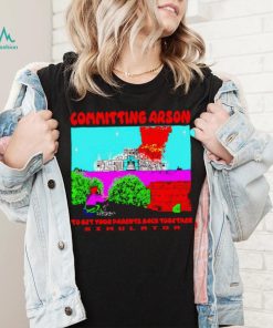 Committing arson simulator pixel art shirt