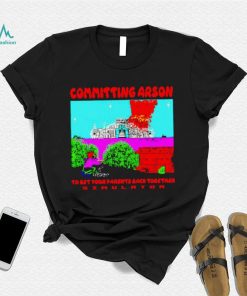 Committing arson simulator pixel art shirt