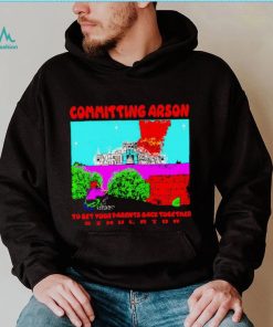 Committing arson simulator pixel art shirt