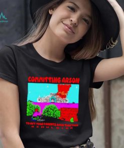 Committing arson simulator pixel art shirt