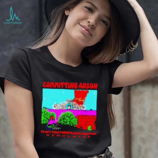 Committing arson simulator pixel art shirt