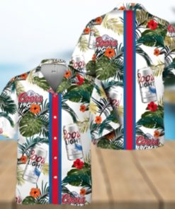 Coors Light Beer Hawaiian Shirt Tropical Foliage