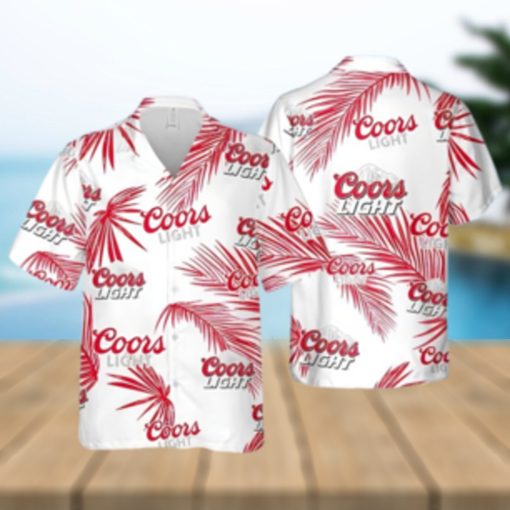 Coors Light Hawaiian Shirt Palm Leaves Pattern Gift For Beach Trip