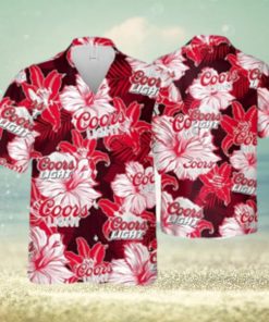 Coors Light Hawaiian Shirt Tropical Flower Pattern Practical Beach Gift