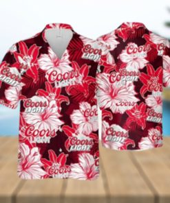 Coors Light Hawaiian Shirt Tropical Flower Pattern Practical Beach Gift