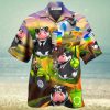 Cow On Yellow And Blue Background Hawaiian Shirt, Cow Shirt For Men & Womedn, Funny Cow Print Shirt