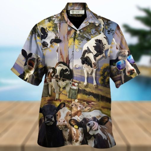 Cow Dancing In The Australian Landscape Funny Art Style Hawaiian Shirt – Trendy Aloha