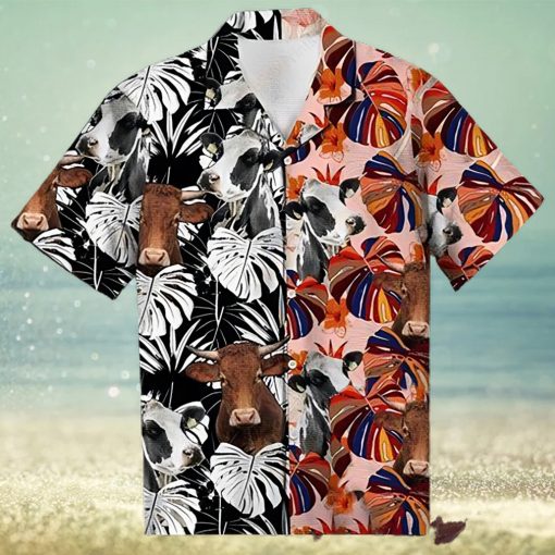 Cow Hawaiian Shirt Floral Colorful Cow Aloha Shirt, Aloha Hawaiian Shirts