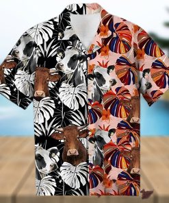 Cow Hawaiian Shirt Floral Colorful Cow Aloha Shirt, Aloha Hawaiian Shirts