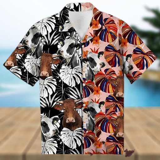 Cow Hawaiian Shirt Floral Colorful Cow Aloha Shirt, Aloha Hawaiian Shirts