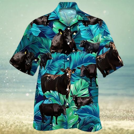 Cow Hawaiian Shirt Tropical Black Cattle Cow Aloha Shirt, Aloha Hawaiian Shirts