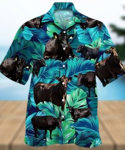 Cow Hawaiian Shirt Tropical Black Cattle Cow Aloha Shirt, Aloha Hawaiian Shirts