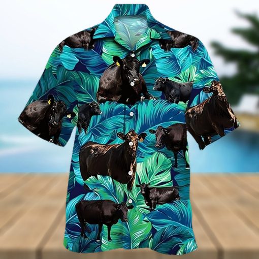 Cow Hawaiian Shirt Tropical Black Cattle Cow Aloha Shirt, Aloha Hawaiian Shirts