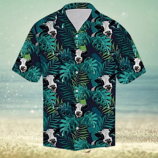 Cow Hawaiian Shirt Tropical Cow Leaf Pattern Aloha Shirt, Aloha Hawaiian Shirts