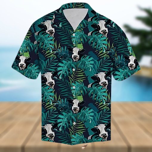 Cow Hawaiian Shirt Tropical Cow Leaf Pattern Aloha Shirt, Aloha Hawaiian Shirts