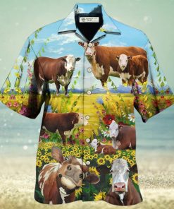 Cow Hereford Cow Landscape Style Hawaiian Shirt – Trendy Aloha